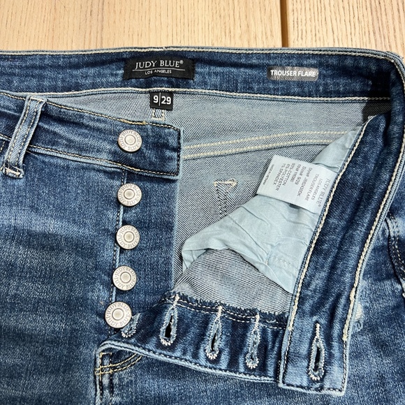 Judy Blue Trouser Flare Jeans Womens 9/29 Button Fly 70s Revival Coastal Cowgirl - Picture 7 of 17